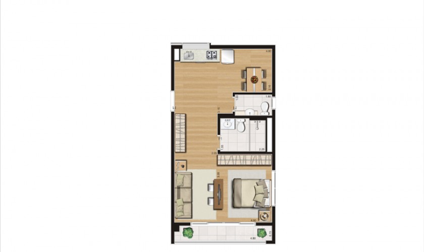 Home Boutique - 66m2 - 1dorm. - 1vaga