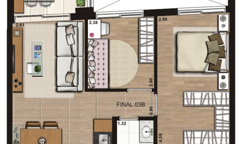 Time Jardim das Perdizes (Residencial) - 69m2 - 2 dorm - 1 suíte