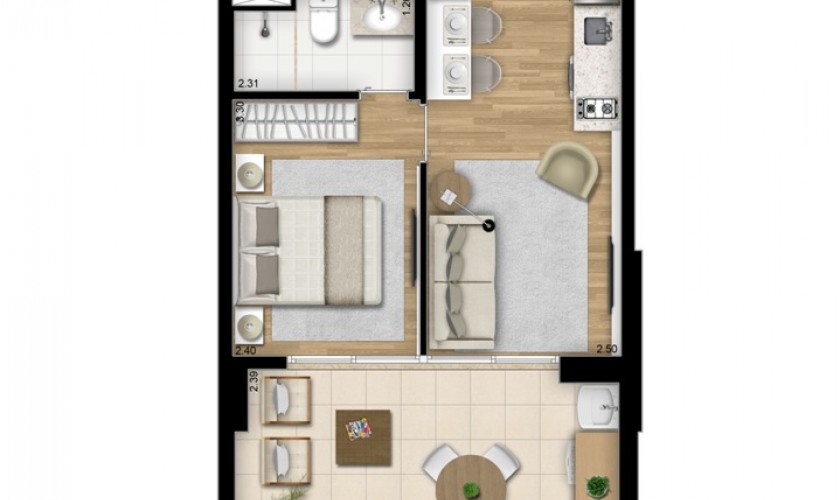 Cosmopolitan High Garden - 33,41m2 - 1 suíte com terraço - 1 vaga