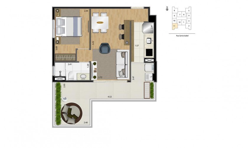 Helbor Trend Higienópolis - 39 m2 - 1 ou 2 dorms - suítes - vagas