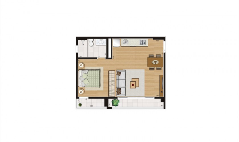 Home Boutique - 48m2 - 1dorm. - 1vaga