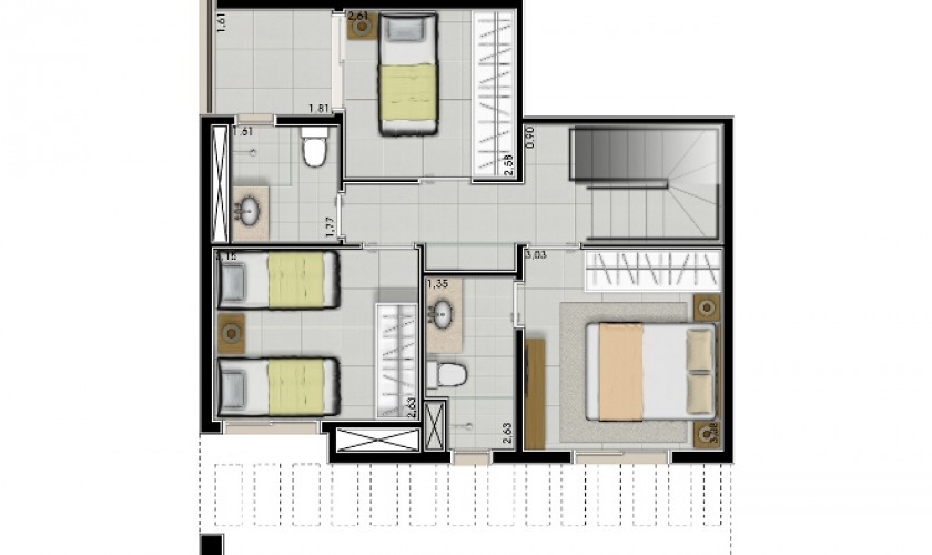 701 ArizonaI - dúplex 141m2 - 3dorms. 1suíte - 3vagas