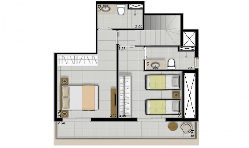 701 ArizonaI dúplex - 125m2 - 2dorms. 2suítes - 3vagas