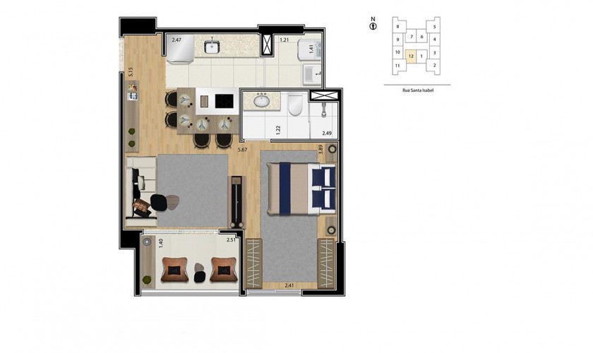 Helbor Trend Higienópolis - 52 m2 - 1 ou 2 dorms - suítes - vagas