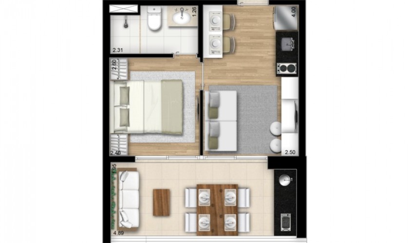 Cosmopolitan High Garden - 44,44m2 - 1 suíte com terraço - 1 vaga