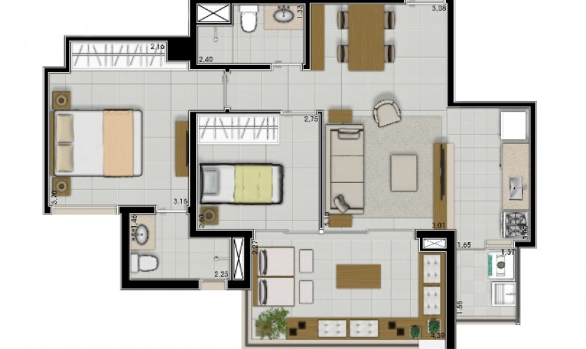 701 ArizonaI - 92m2 - 3dorms. 1suíte - 2vagas