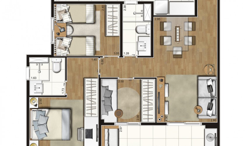 Class Varanda Mariana - Penthouse - 116m2 - 3 dorms (1/suíte) - 2 vagas