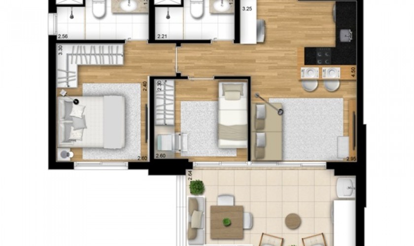 Cosmopolitan High Garden - 44,44m2 - 1 suíte com terraço - 1 vaga