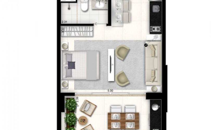 Cosmopolitan High Garden - 41,40m2 - 1 suíte com terraço - 1 vaga