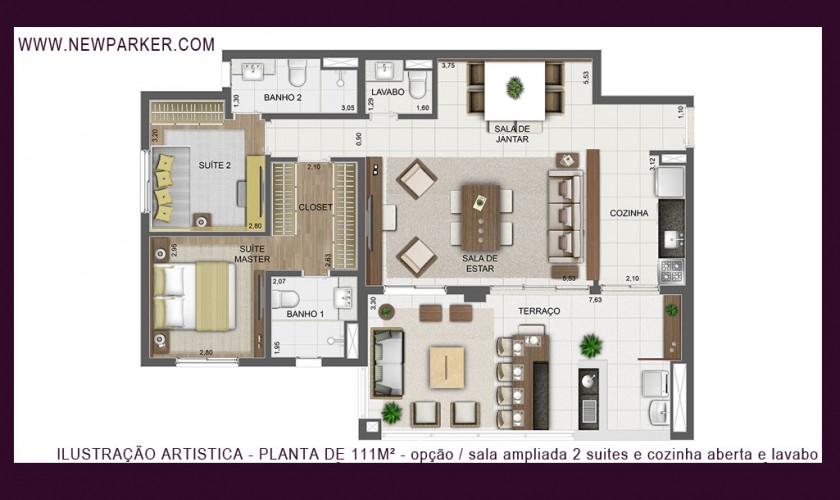 New Parker Aclimação - 111m2 - 2 dorms - 2 suítes - 2 vagas