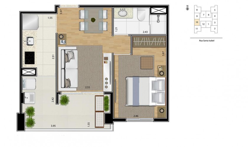 Helbor Trend Higienópolis - 39 m2 - 1 ou 2 dorms - suítes - vagas