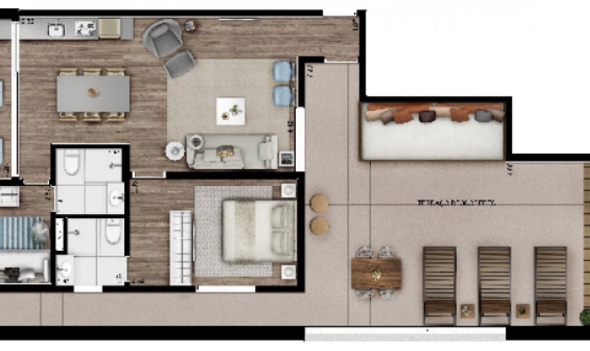 OCA Maracatins - Terraço - 169 m2 - 2 dorms - 2 suítes - 2 vagas