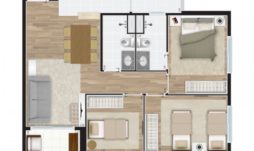 Portal Centro - 55m2 - 2dorms - 300m do metrô Brás