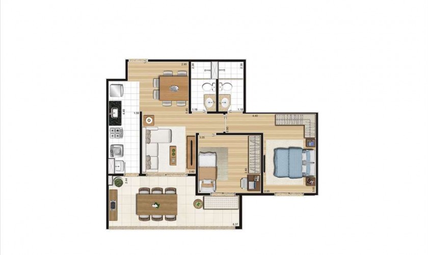 Cypriani 955 Ipiranga - 70 m2 - 2 dorms - 1 suíte - 1 vaga