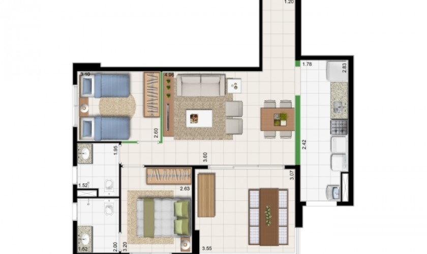 Bela Cintra II   - 76m2 - 2dorm. - 1suites - 2vagas