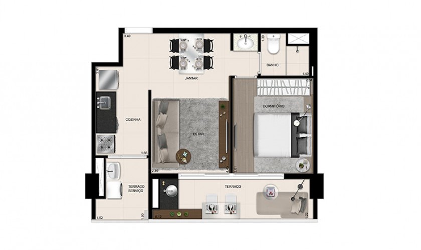 Movin Aclimação - 64m2 - dorm - 1 suíte - vaga