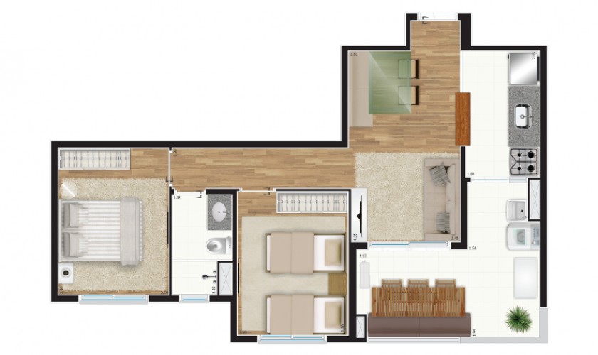 Portal Centro - 57m2 - 2dorms - 300m do metrô Brás